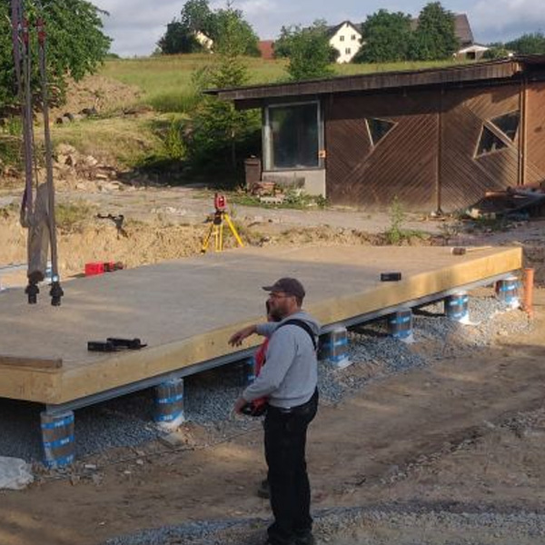 Bodenplatte für ein Holzhaus der Zimmerei Ring