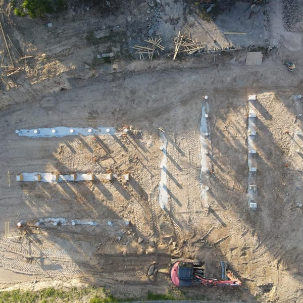 Punktfundament für ein Holzhaus der Zimmerei Ring